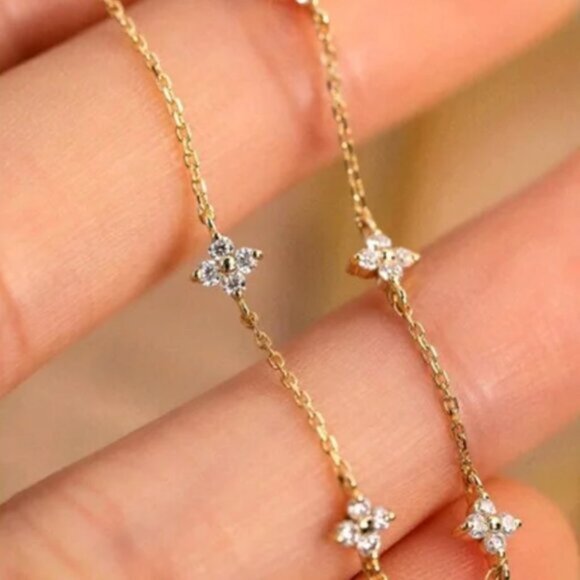 Anthropologie Jewelry - 14K Gold Filled Four Leaf Clover Necklace